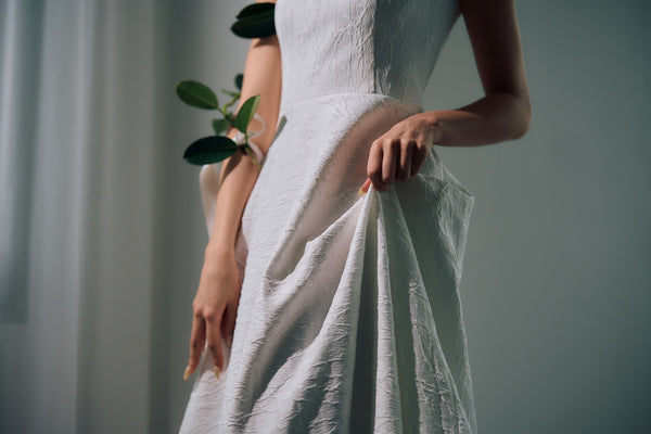 ジャガード バックリボン ノースリーブドレス(W321)