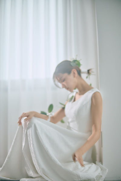 ジャガード バックリボン ノースリーブドレス(W321)