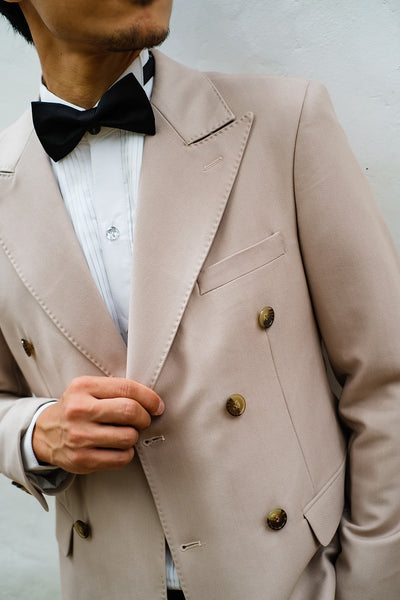 ダブル メンズスーツ タキシード ツーピース ライトベージュ (M03)