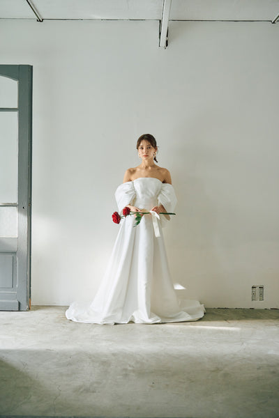 ボリュームスリーブ オフショルダードレス(W304)