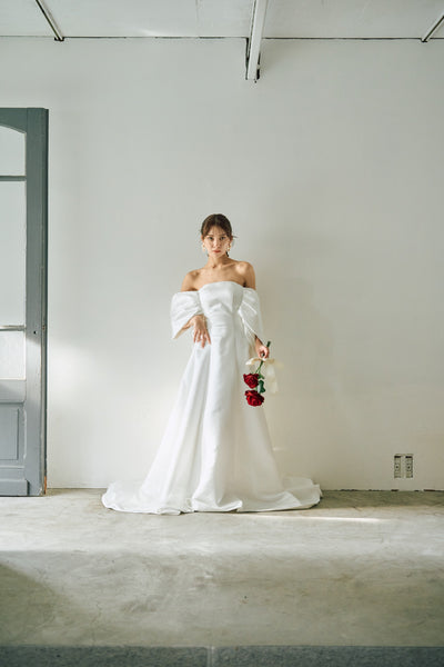 ボリュームスリーブ オフショルダードレス(W304)