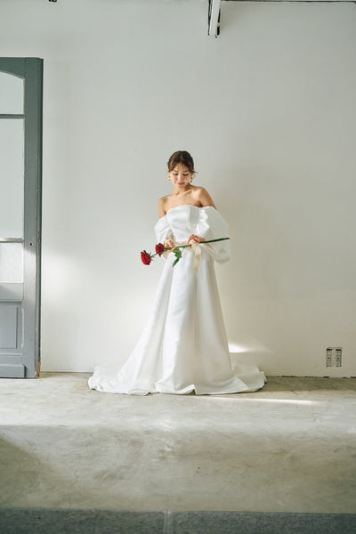 ボリュームスリーブ オフショルダードレス(W304)