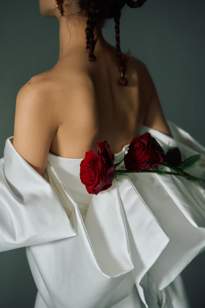 ボリュームスリーブ オフショルダードレス(W304)