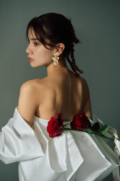 ボリュームスリーブ オフショルダードレス(W304)