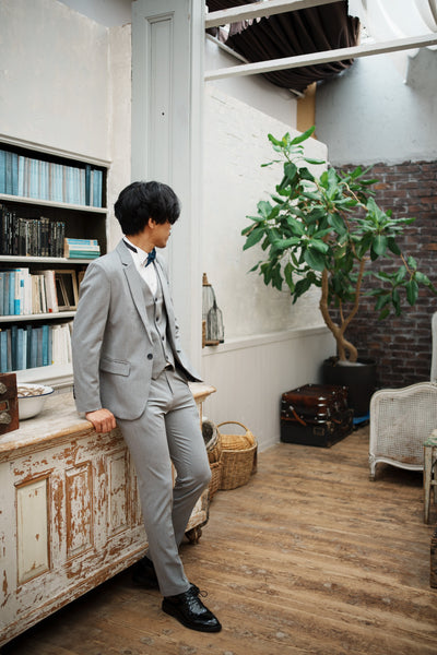 スリーピース メンズスーツ タキシード ライトグレー(M04)