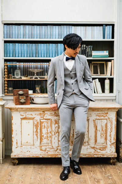 スリーピース メンズスーツ タキシード ライトグレー(M04)