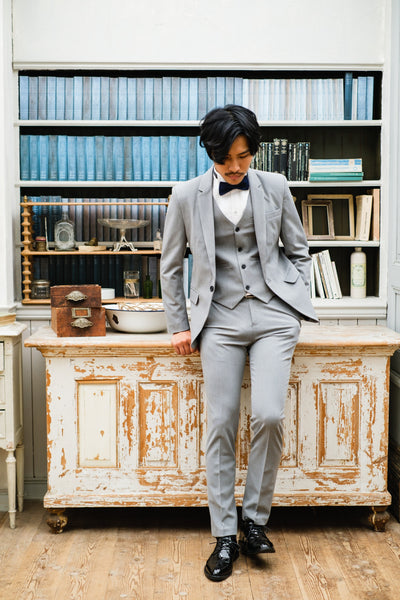 スリーピース メンズスーツ タキシード ライトグレー(M04)