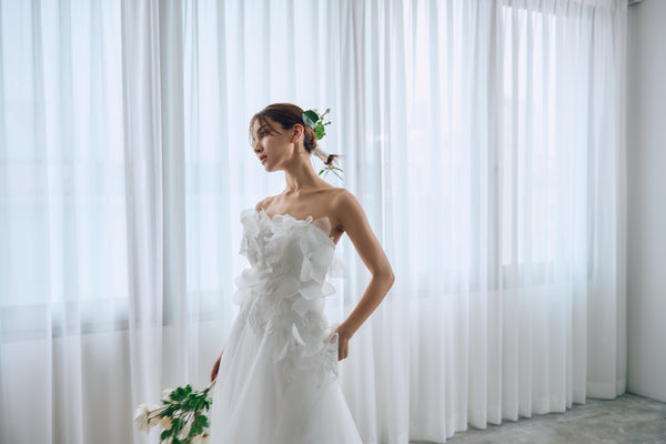 立体レース ベアトップ チュール Aラインドレス(W319)