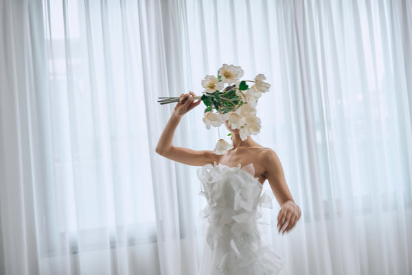 立体レース ベアトップ チュール Aラインドレス(W319)