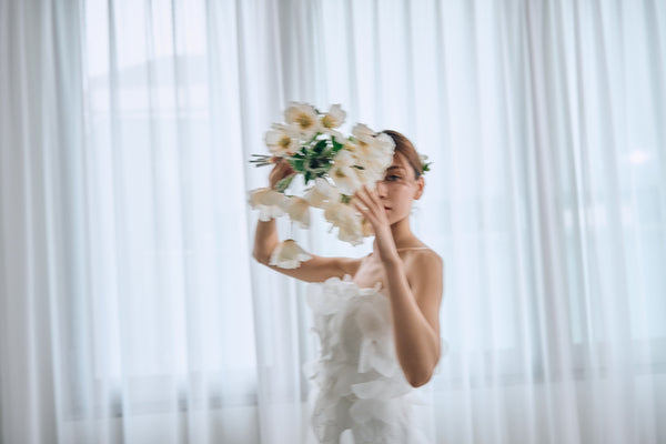 立体レース ベアトップ チュール Aラインドレス(W319)