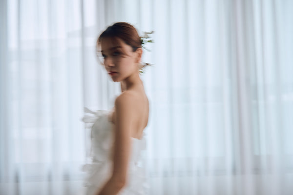 立体レース ベアトップ チュール Aラインドレス(W319)