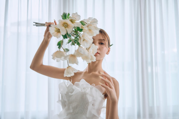 立体レース ベアトップ チュール Aラインドレス(W319)