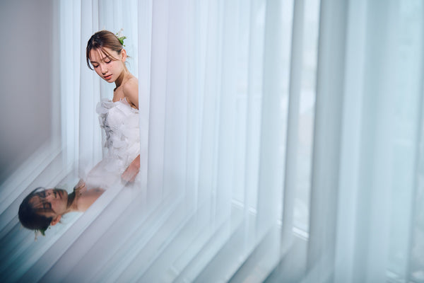 立体レース ベアトップ チュール Aラインドレス(W319)