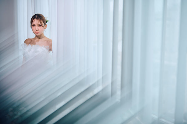 立体レース ベアトップ チュール Aラインドレス(W319)