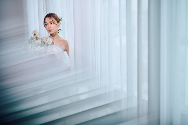 立体レース ベアトップ チュール Aラインドレス(W319)