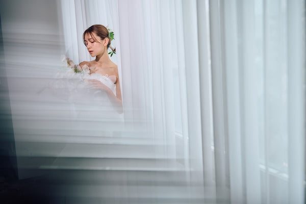 立体レース ベアトップ チュール Aラインドレス(W319)