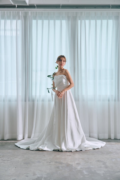 フリル ハートカット サテン Aラインドレス(W322)