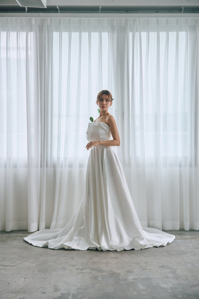 フリル ハートカット サテン Aラインドレス(W322)