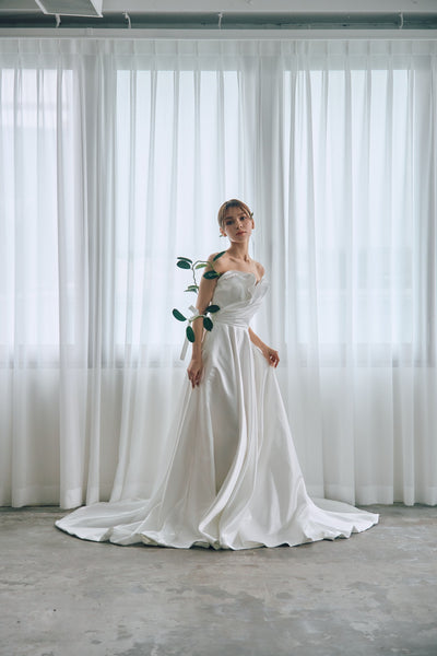 フリル ハートカット サテン Aラインドレス(W322)