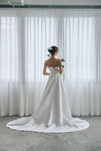 フリル ハートカット サテン Aラインドレス(W322)