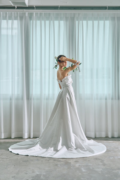 フリル ハートカット サテン Aラインドレス(W322)