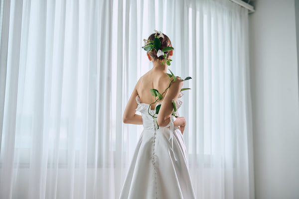 フリル ハートカット サテン Aラインドレス(W322)