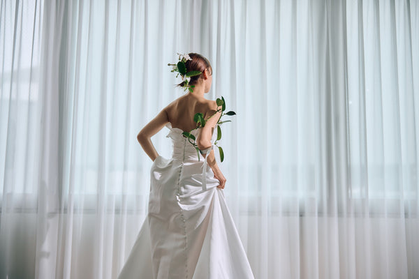 フリル ハートカット サテン Aラインドレス(W322)