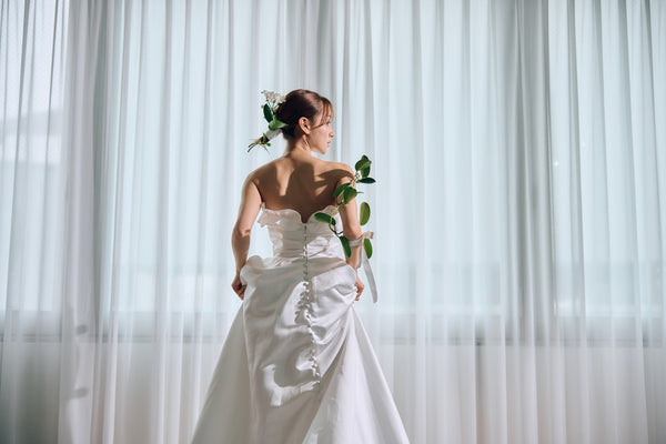 フリル ハートカット サテン Aラインドレス(W322)