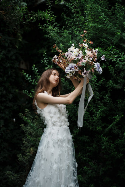 フラワーレース Vネック ノースリーブドレス(W262SI)