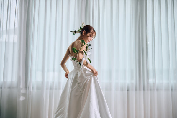 フリル ハートカット サテン Aラインドレス(W322)