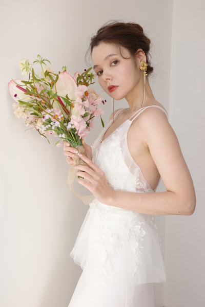 フレアデザイン 刺繍 シフォンドレス(W256)