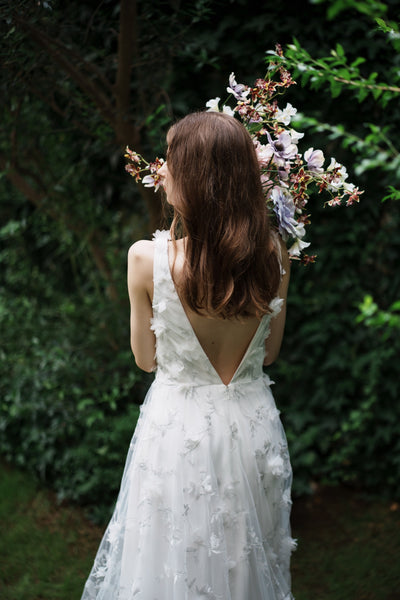 フラワーレース Vネック ノースリーブドレス(W262SI)