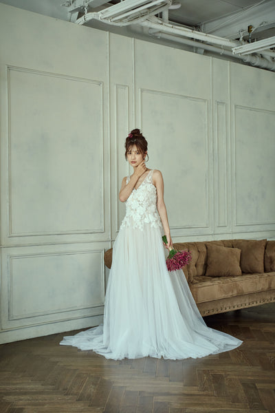 フラワーレース Vネック Aラインドレス(W279)