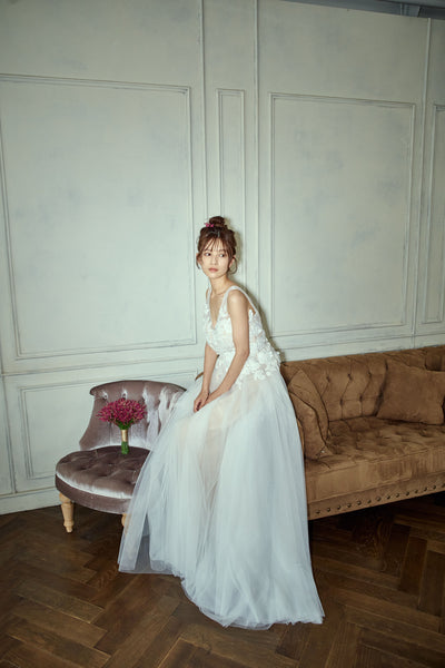 フラワーレース Vネック Aラインドレス(W279)