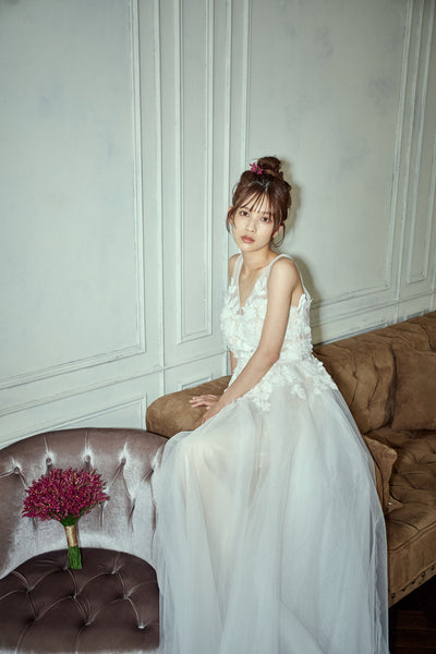 フラワーレース Vネック Aラインドレス(W279)