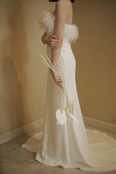 オーストリッチ フェザー ソフトマーメイドドレス(W349)