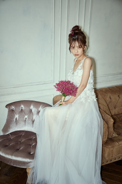 フラワーレース Vネック Aラインドレス(W279)