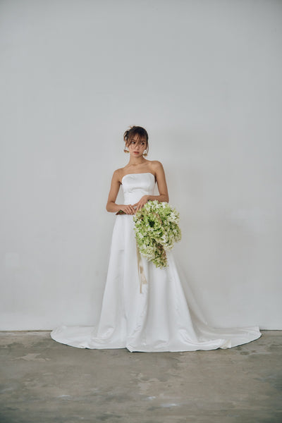 サテン ベアトップ Aラインドレス(W320)