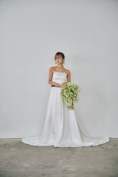 サテン ベアトップ Aラインドレス(W320)