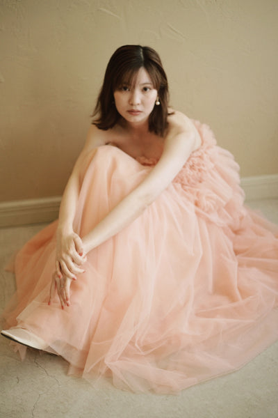 フリル チュールドレス コーラルピンク(W347CP)