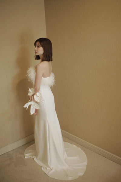 オーストリッチ フェザー ソフトマーメイドドレス(W349)
