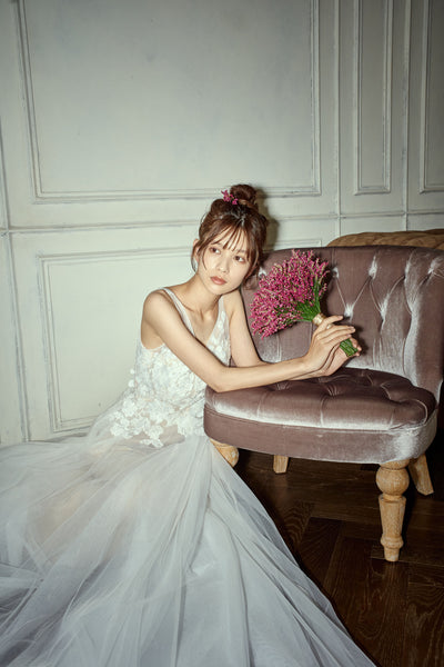 フラワーレース Vネック Aラインドレス(W279)