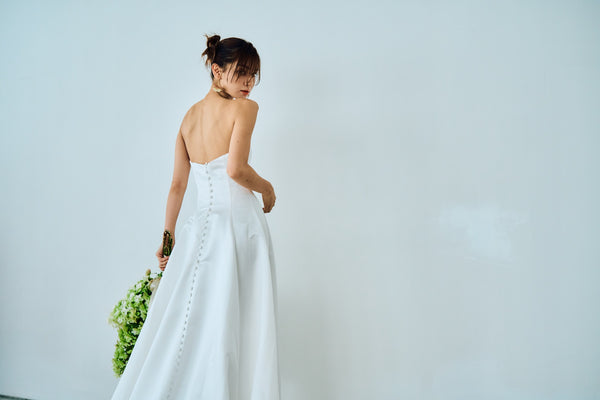 サテン ベアトップ Aラインドレス(W320)