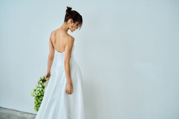 サテン ベアトップ Aラインドレス(W320)