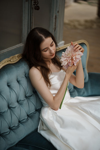 ミカド風サテン ベアトップドレス(W259)