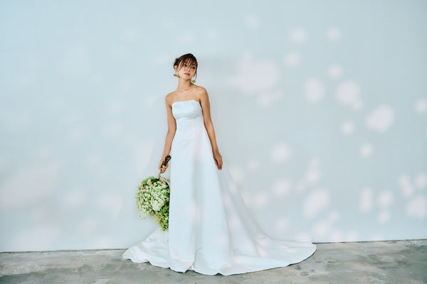 サテン ベアトップ Aラインドレス(W320)