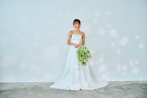 サテン ベアトップ Aラインドレス(W320)