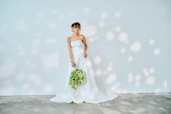 サテン ベアトップ Aラインドレス(W320)