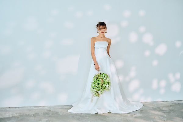 サテン ベアトップ Aラインドレス(W320)