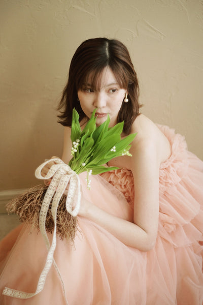 フリル チュールドレス コーラルピンク(W347CP)